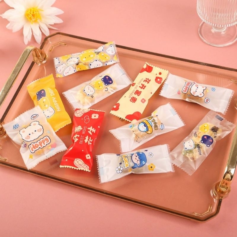 

100 Pcs Plastik Permen Lucu Nougat uk.4x9,5cm Plastik Sealer Opp Plastik Makanan Permen Kawaii