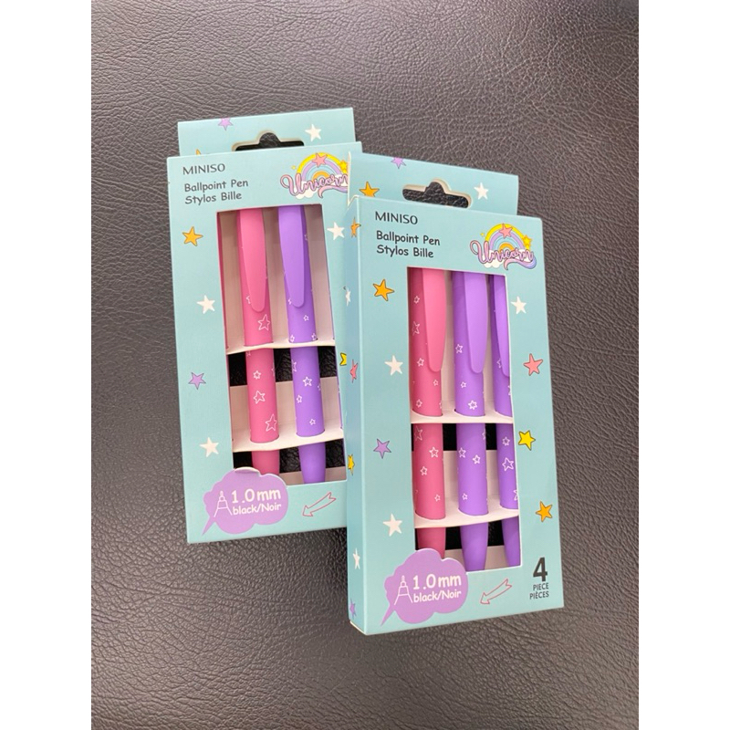 

Miniso stationery Unicorn Series 4pc Ballpoint Pen Set 1.0mm Black / pen isi 4 tinta hitam