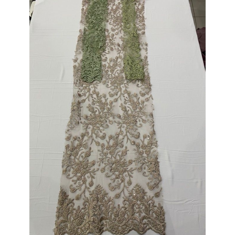 Kain brukat tile raflesia payet piring-kebaya pengantin-brukat pengantin-tile bridesmaid-kebaya atas