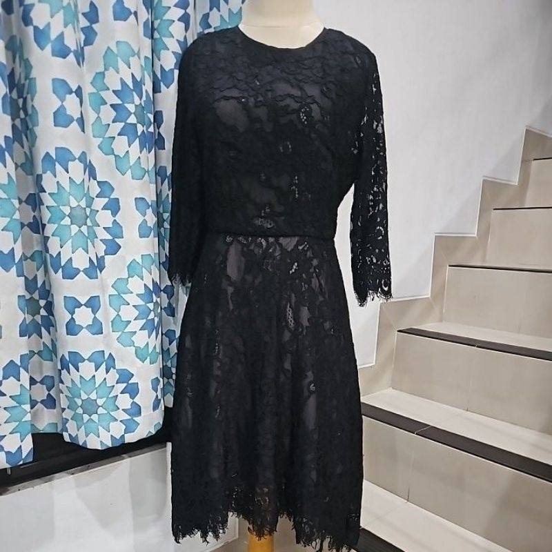 Preloved Dress Brukat Prada Hitam Like New