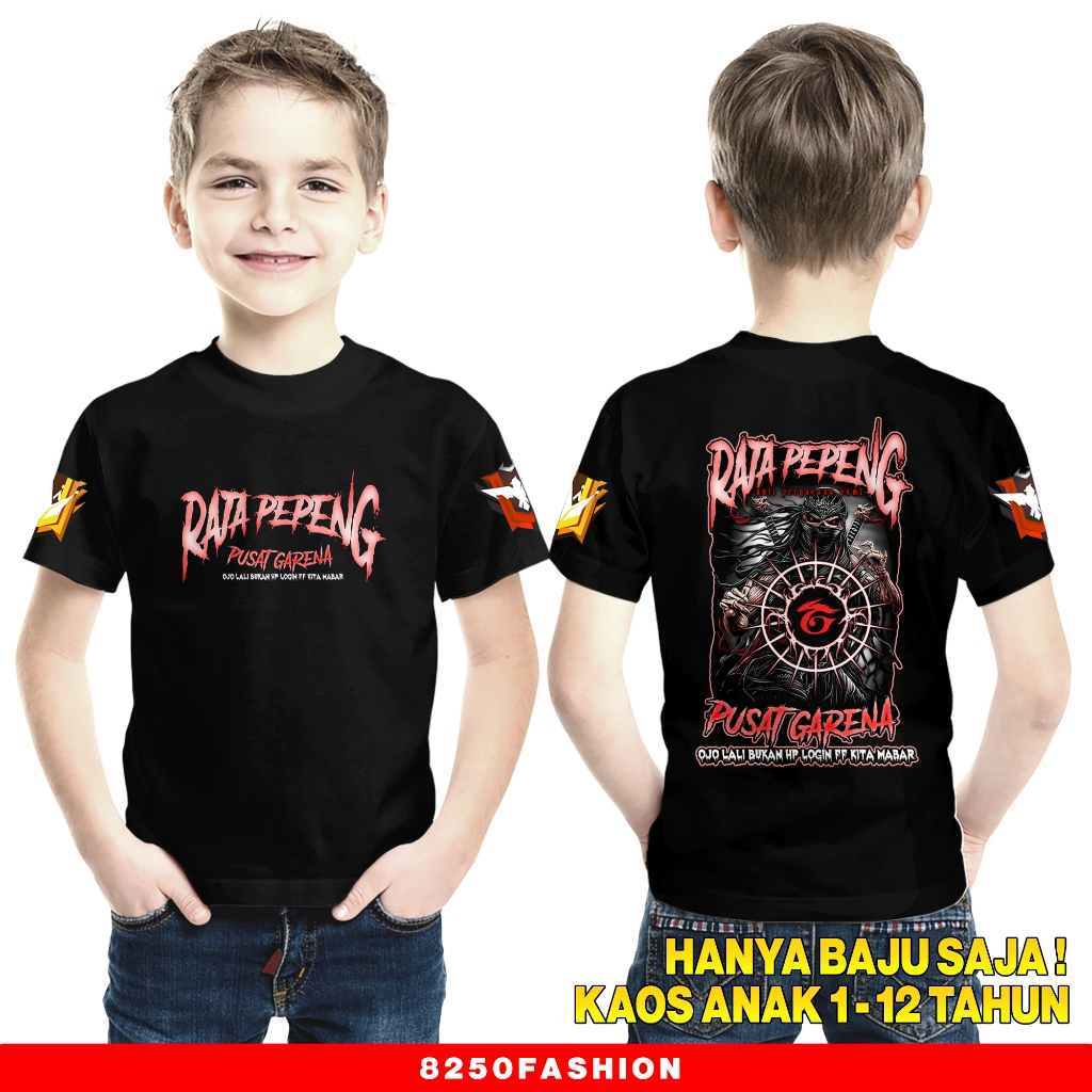 Baju Kaos Anak | Raja Pepeng Ojo Lali Login FF  Perguruan Silat epep | Baju Anak Laki-Laki Umur 1 Sa