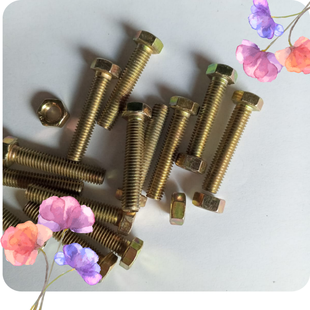 Baut Mur kuning M8 x 40 / Baut 12 dan  mur panjang 40 cm