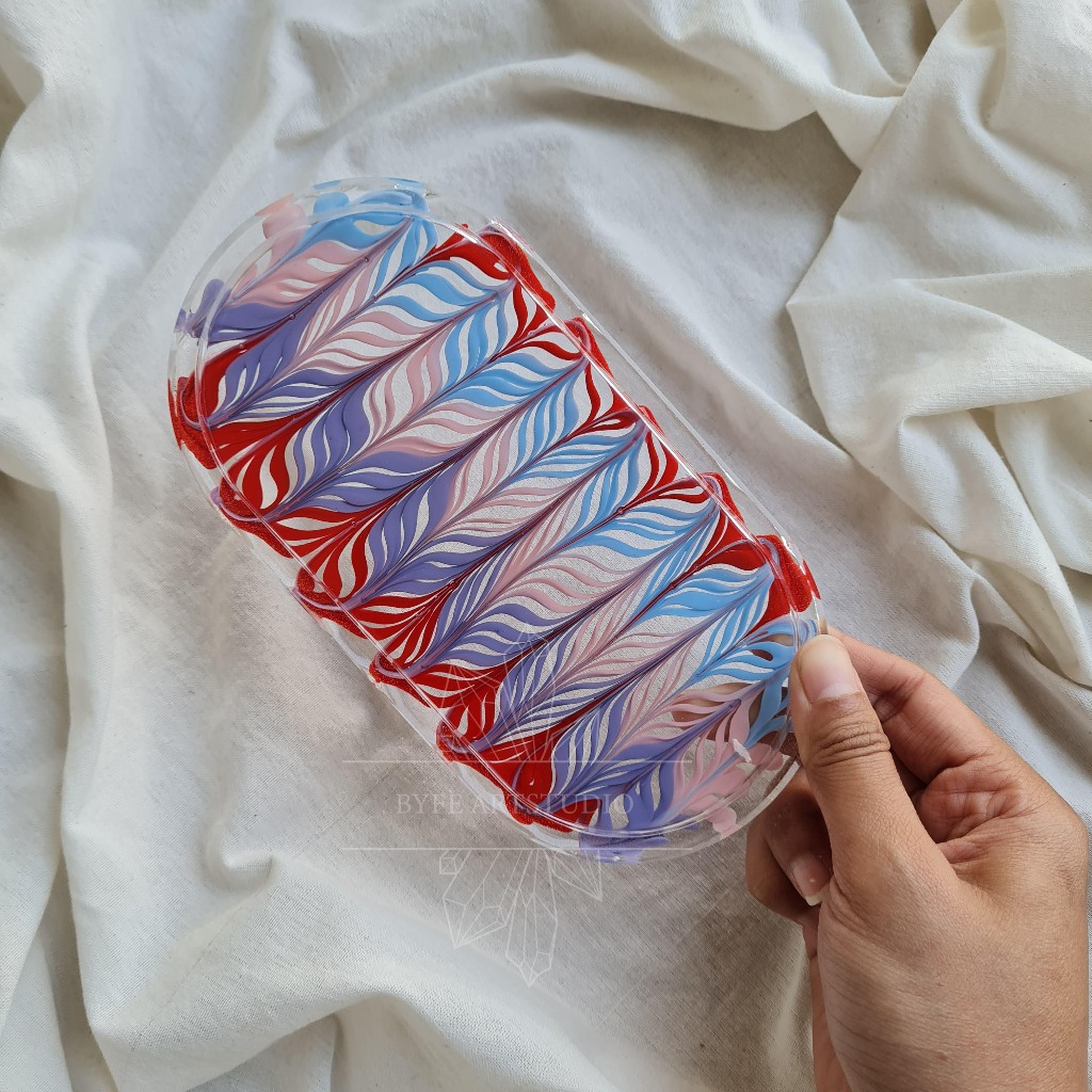 Resin Art Oval tray motif colorful