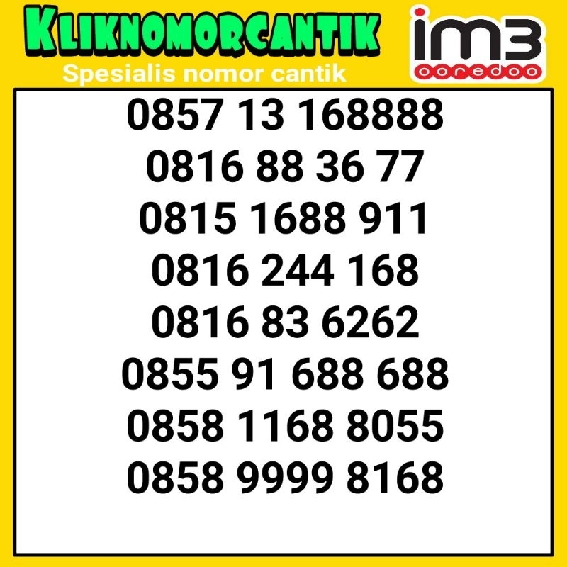 nomor cantik Indosat IM3 168 kartu perdana Indosat 4G&5G A10