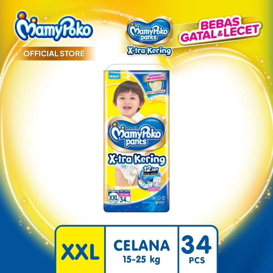 Pampers MamyPoko Pants X-tra Kering - XXL 34 - Popok Celana Original Mamy poko
