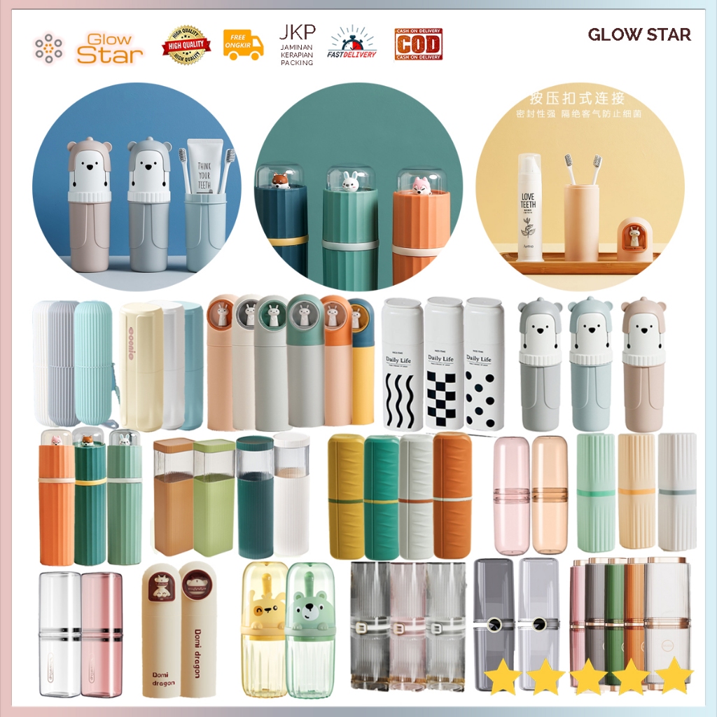 KSG Kotak Travel Perjalanan Odol Pasta gigi sikat gigi Bunny Bear Hoodie wadah bolpen pensil Wadah L