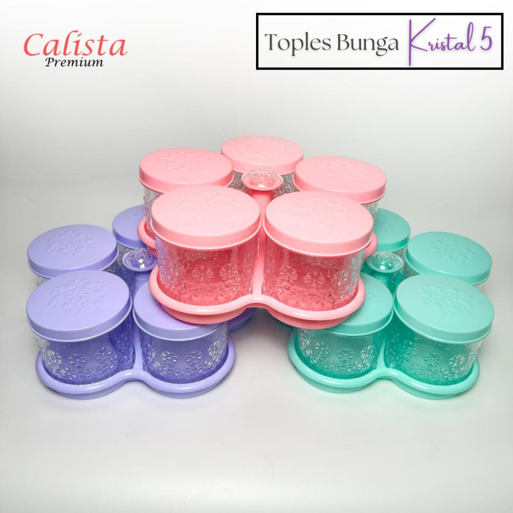 Toples kristal 5 daun tempat kue kering toples kue lebaran natalan toples kue