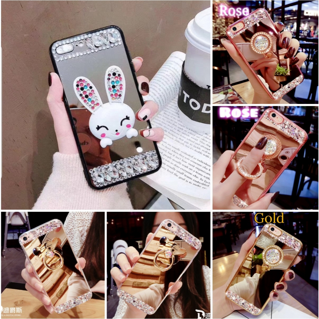 Diamond Plated Mirror Case & Ring Stand Vivo S1 S1 Pro S18 S18 Pro S19 Pro