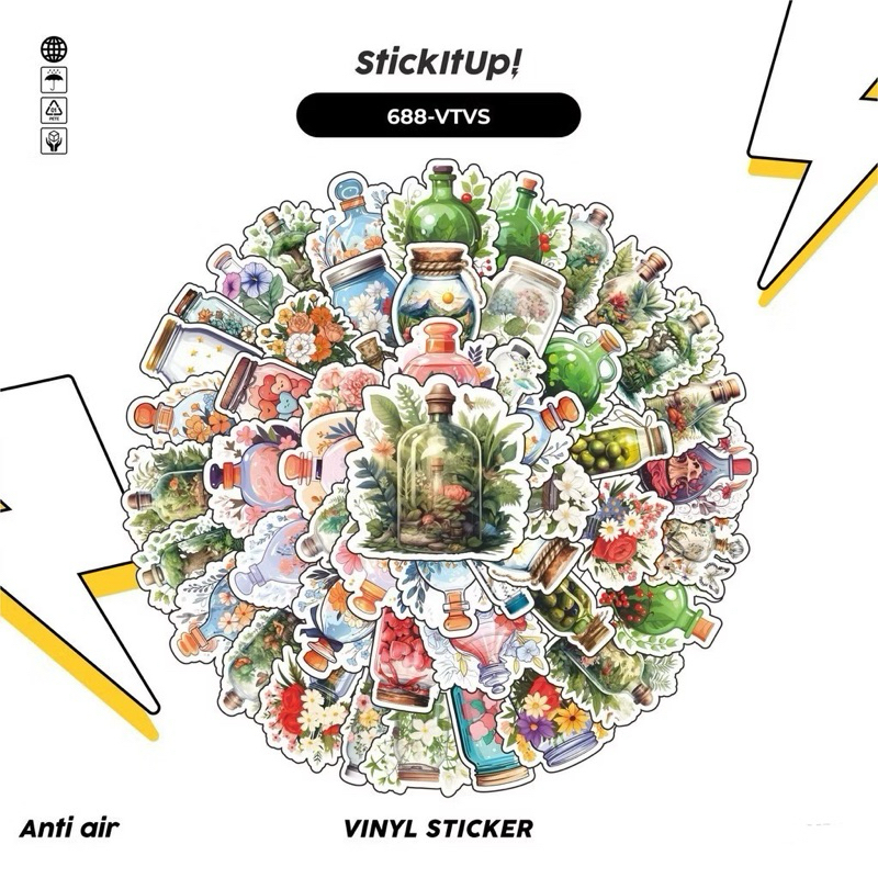 

[ , ] 5pcs Stiker Lucu Motif Vase & Magic Bottle Aesthetic untuk Laptop, Phone