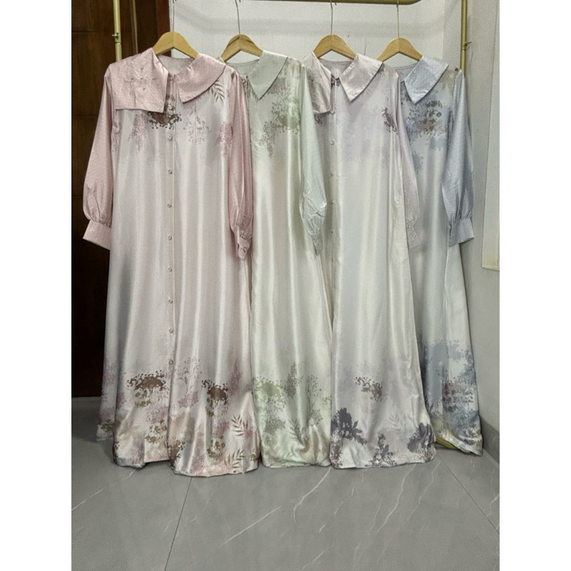 Florena Dress silk sutra -baju lebaran -dress silk sutra -baju cantik