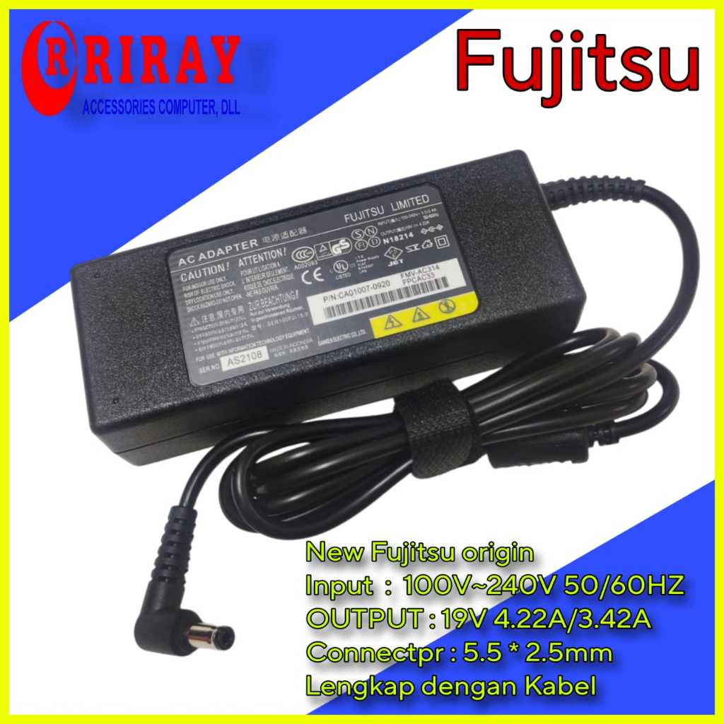 Adaptor Casan Laptop Fujitsu19V 4.22A 80W Charger FUJITSU Lifebook S7210 S7220 S751 S752 S760 S761