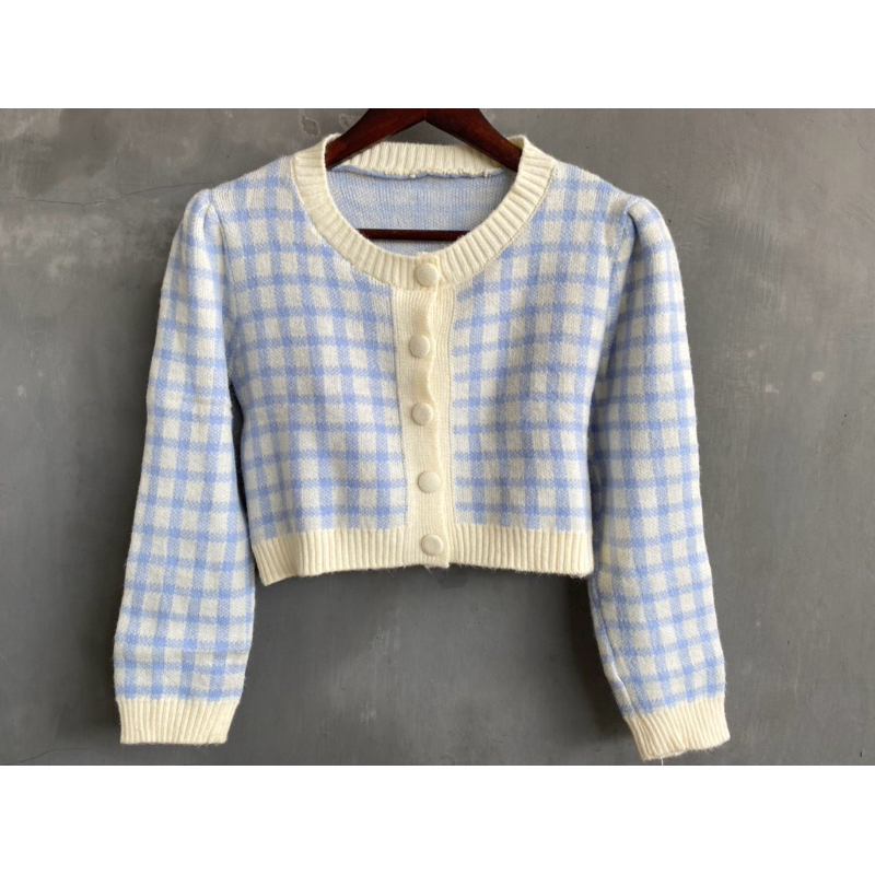 Cardigan Knit Crop Baby Blue