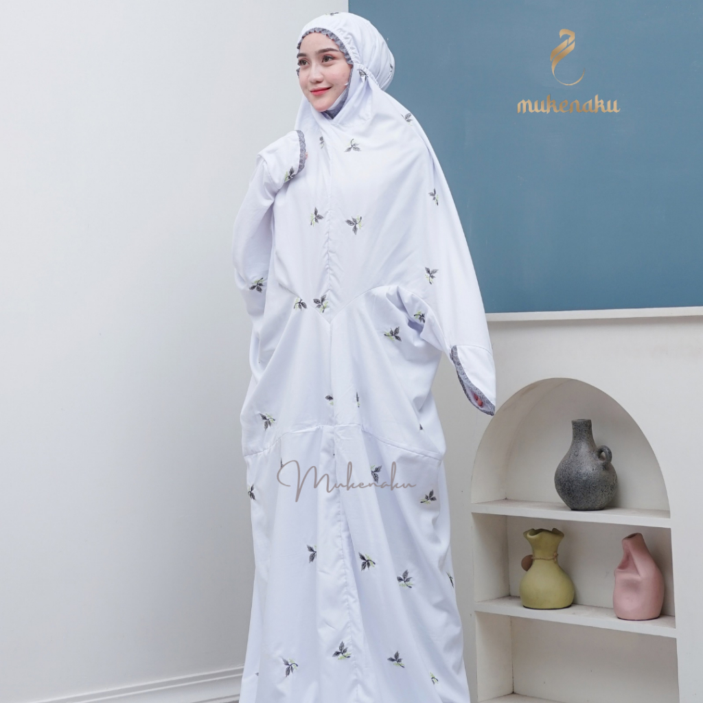 PREMIUM MUKENAKU - Mukena Terusan Santri Bordir Mukena Lajuran Katun mukena terusan remaja mukena