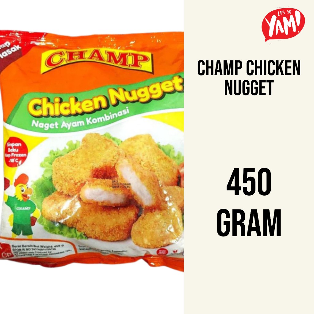 

CHAMP CHICKEN NUGGET 450 GRAM NUGET AYAM CHAMP CEMILAN FROZEN