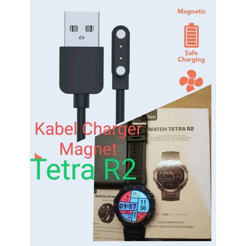 Aolon Watch Tetra R2 Kabel Charger Smartwatch Aolon Tetra R2 Magnetic 2 Pin