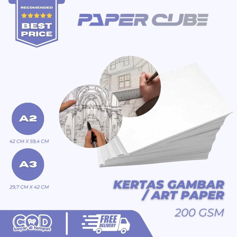 KERTAS GAMBAR A2 & A3 / ART PAPER A2 & A3 | 200 GSM