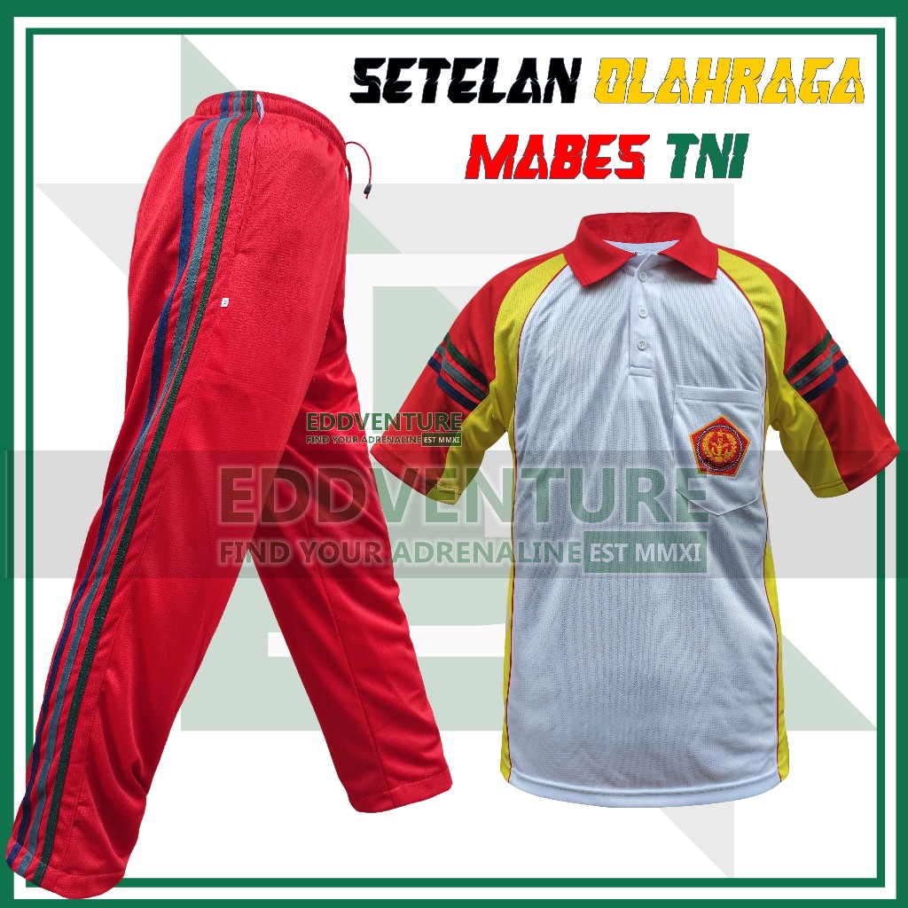 Satu Set Setelan Seragam Olahraga Mabes TNI Full Dryfit Billabong Celana Training Panjang Baju Kaos 