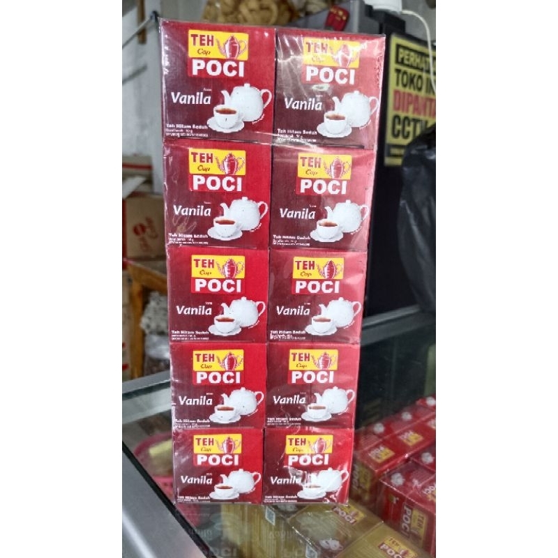 

GROSIR TEH BUBUK POCI VANILA 1 SLOP ISI 10/ TEH BUBUK VANILA POCI 50GRAM