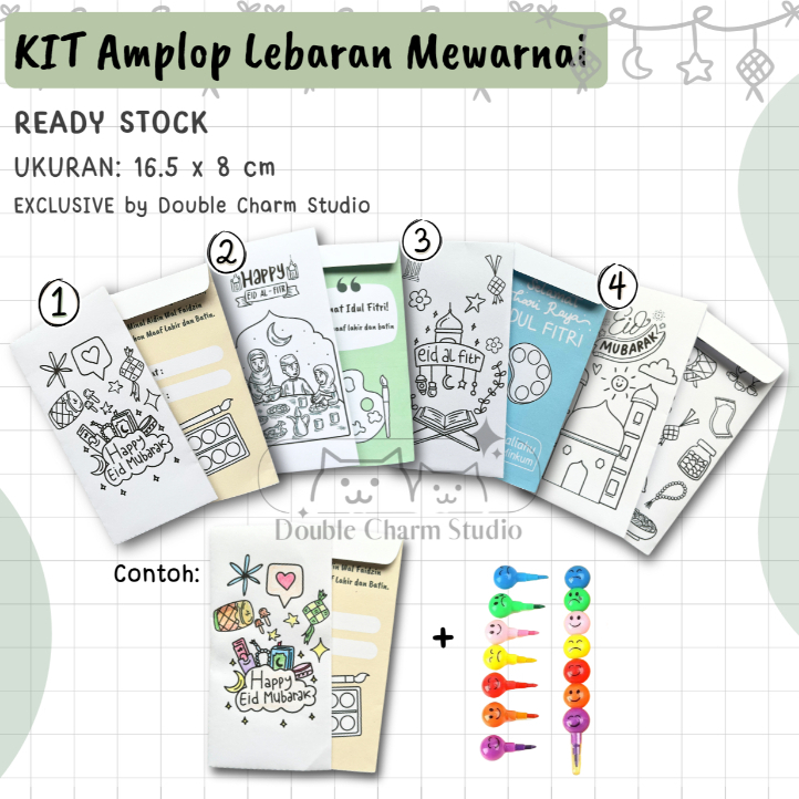 

(10 pcs) DIY KIT UNIK Amplop Lebaran Idul Fitri Mewarnai Untuk Anak