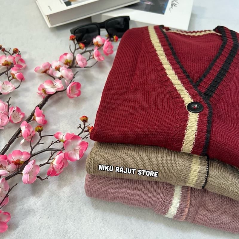 ELIS | cardigan rajut oversize terbaru motif dua warna