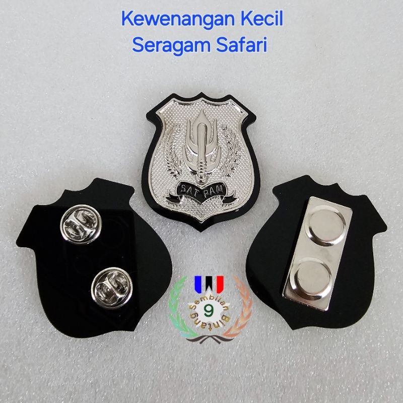 Pin Kewenangan Satpam Kecil Akrilik Hitam Motif Timbul 3D Untuk Seragam Safari
