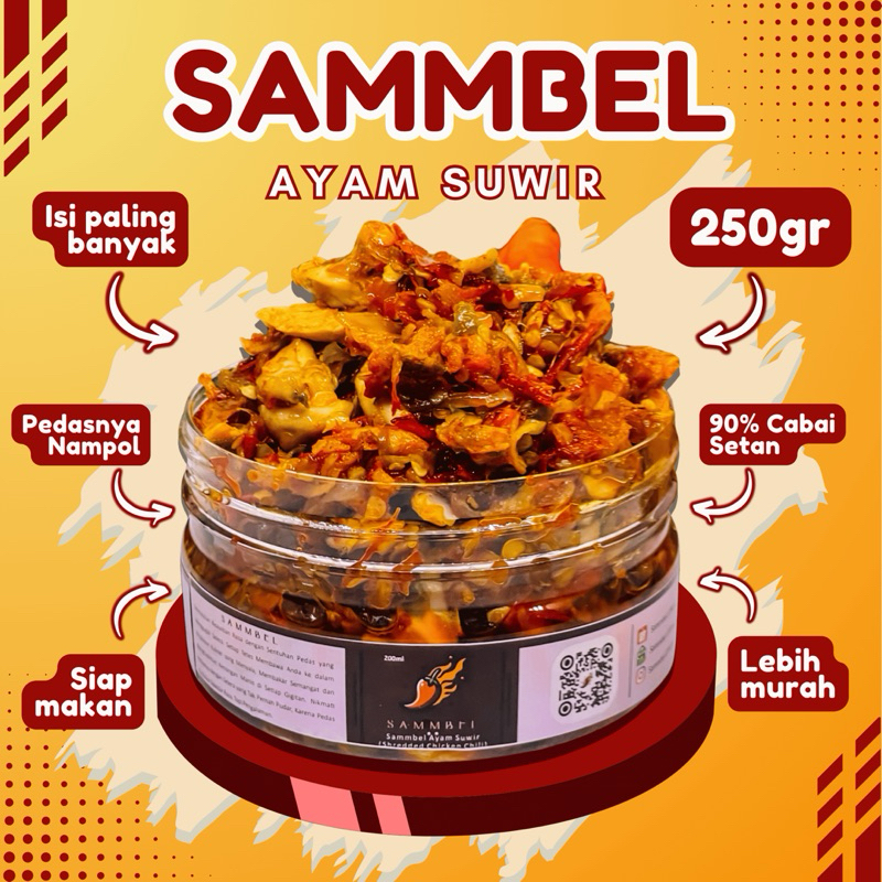 

Sambal Ayam Suwir Premium SAMMBEL – Pedas Nikmat, Gurihnya Nendang, Bikin Lapar Lagi (250gr)