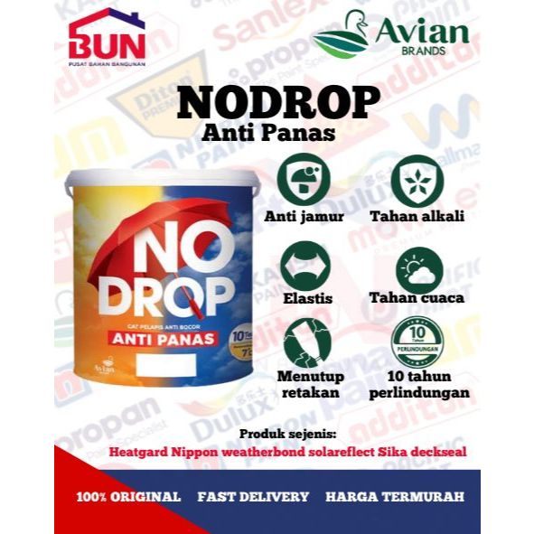 No Drop Anti Panas Bocor Waterproofing Cat Tembok Atap 4KG - 009 PUTIH