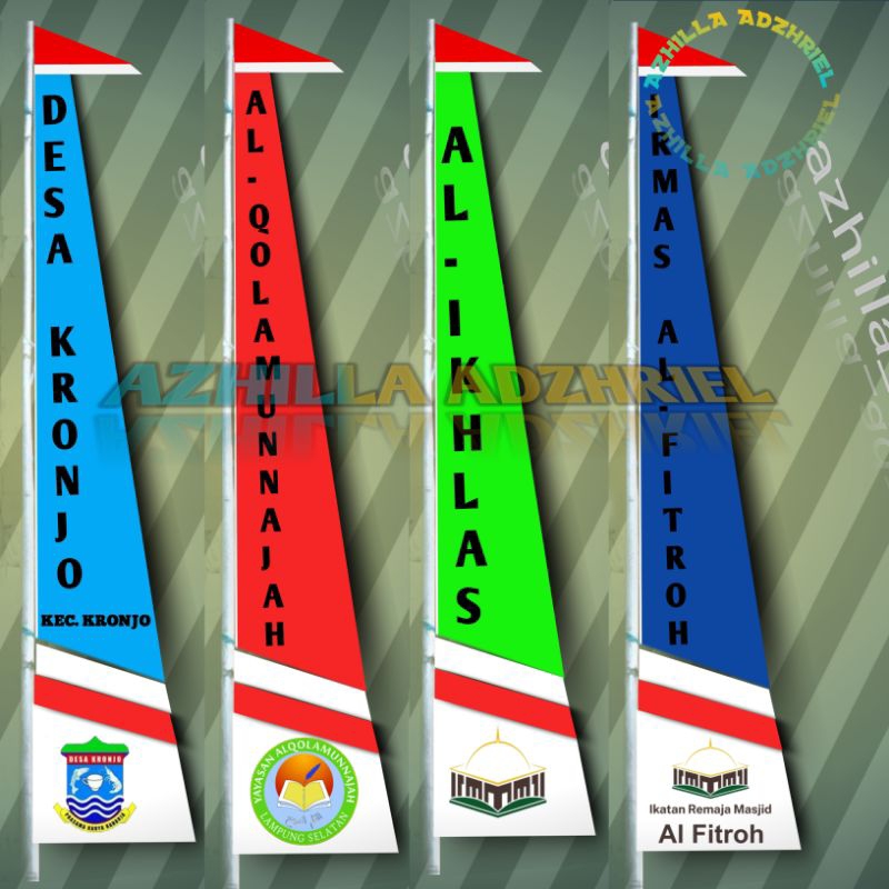 Leeopard Umbul Umbul Custom 3 Meter Reques Sablon & Logo Bebas