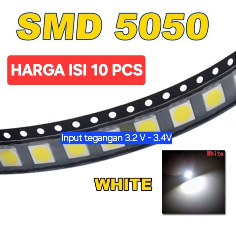 LED SMD 5050 Putih  Isi 10 Pcs