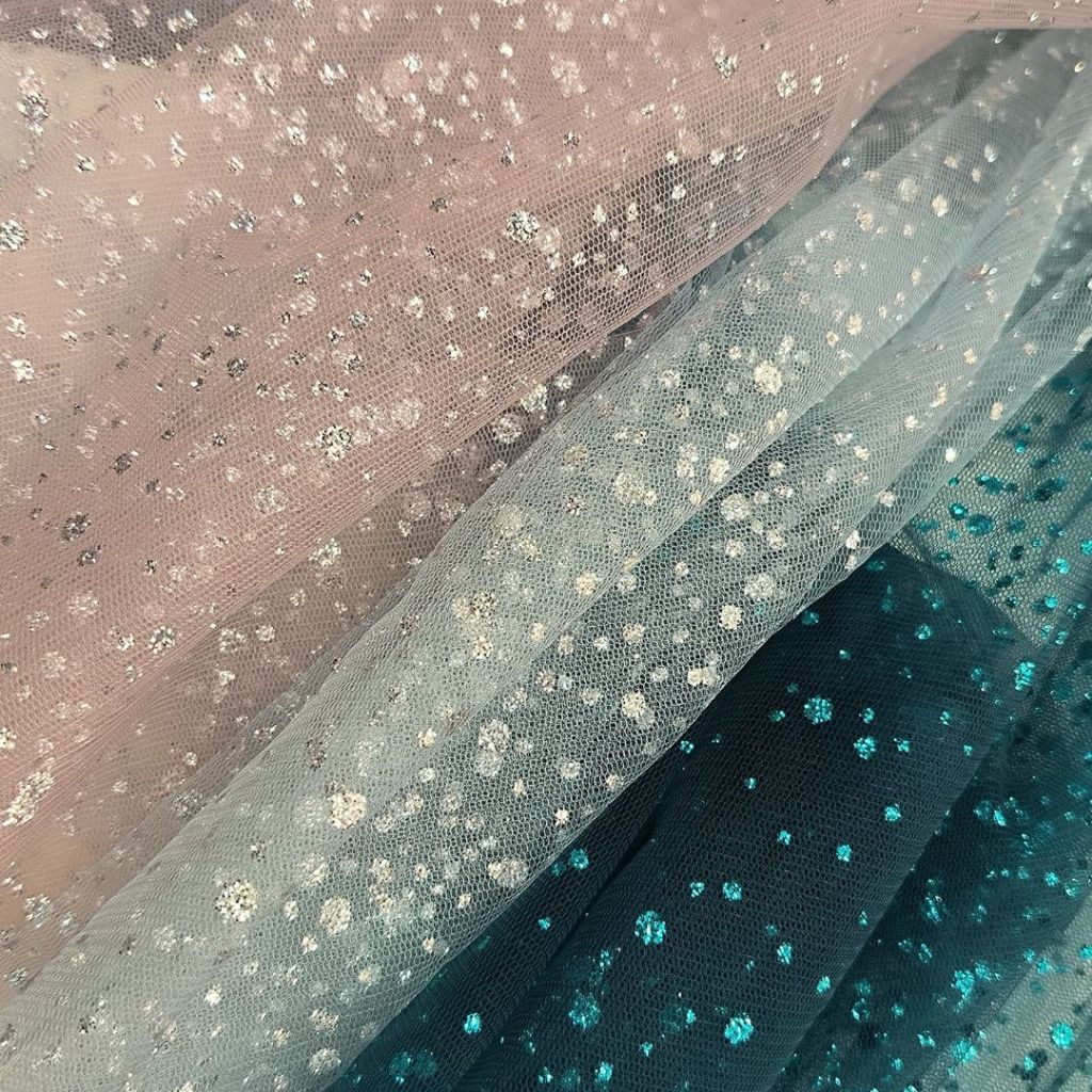 0.5 METER / VEER TEXTILE Bahan Tulle Tile Sugar Candy Gliter Sparkle Raindrop Tile Gliter Mewah Shin
