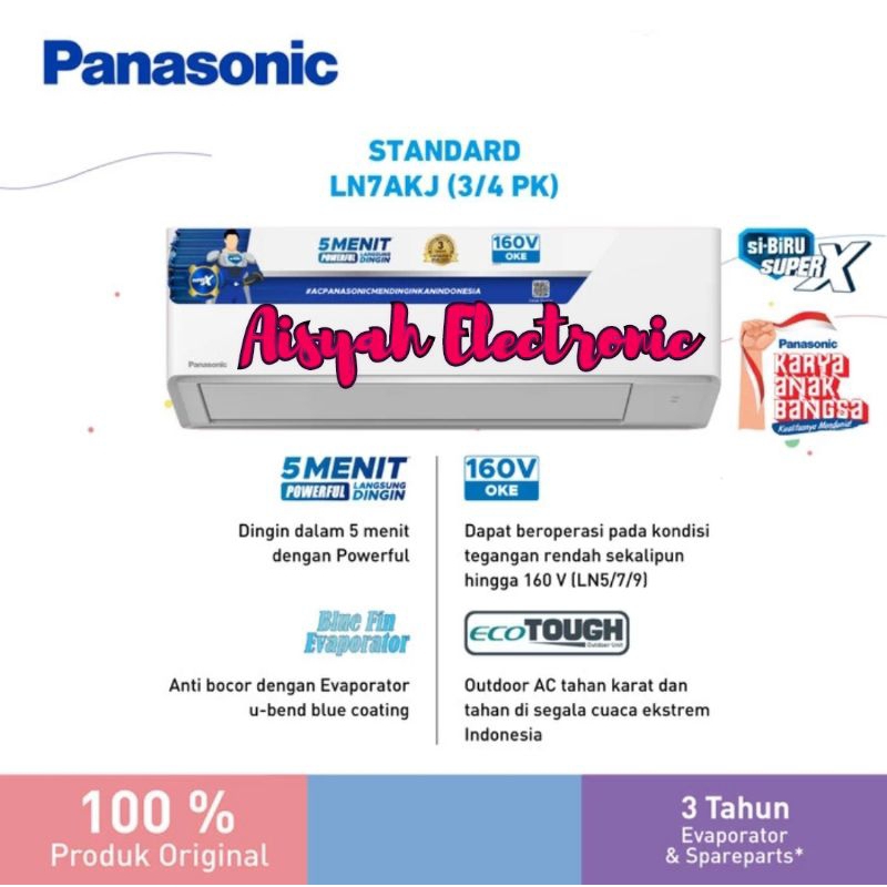 AC PANASONIC 3/4 PK SI BIRU LN-7AKJ GARANSI RESMI