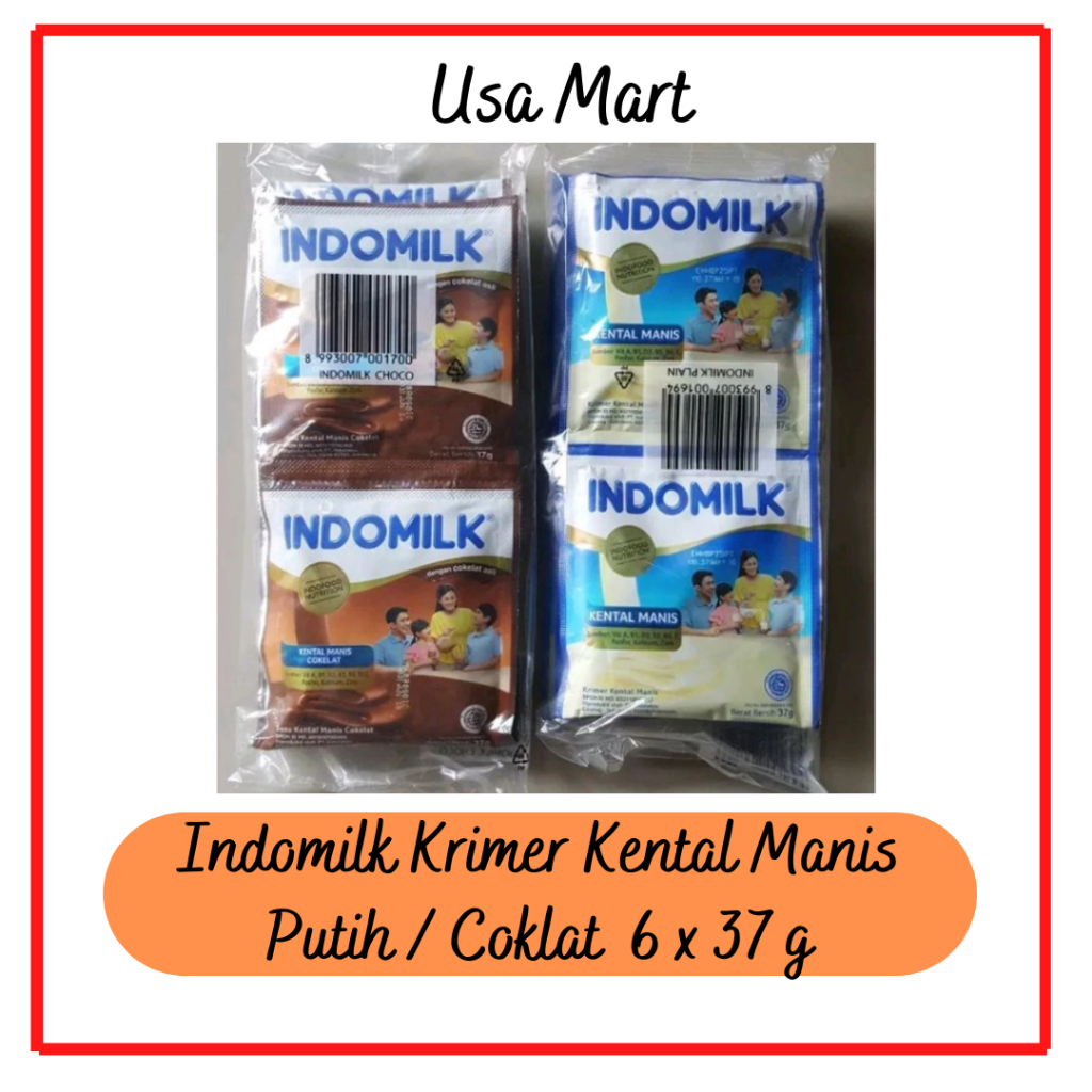 

INDOMILK Krimer Susu Kental Manis Putih / Coklat 6 x 37 gr