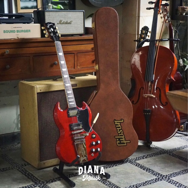 Gitar Elektrik Gibson SG Standard '61 Maestro Vibrola, Vintage Cherry Red W/ Hardcase