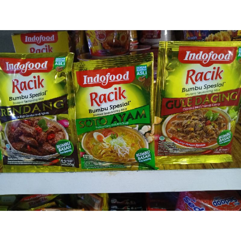 

BUMBU RACIK SPESIAL INSTANT INDOFOOD SOTO AYAM, RENDANG , GULE DAGING 45Gr