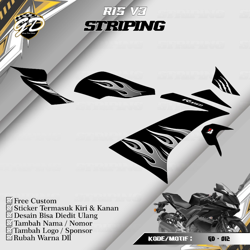 Striping R15 V3 Stiker Striping R15 V3 Striping Variasi R15 V3 GD-012
