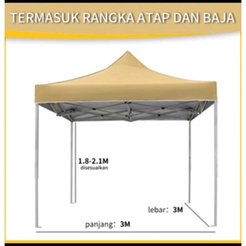 TENDA LIPAT 3 X 3 RANGKA BESI