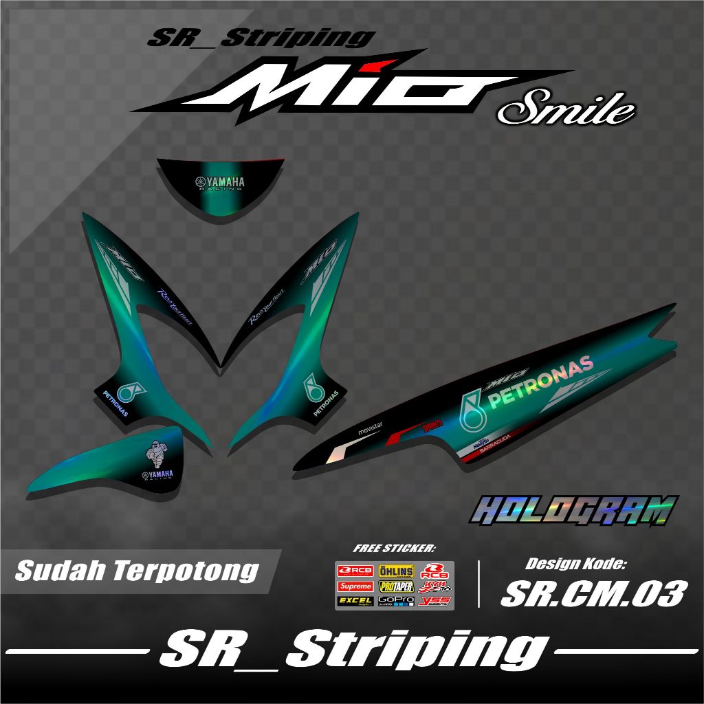 ( Hologram ) Striping Mio Smile / Stiker Smile / Variasi Smile / Decal Mio Smile / Setriping Mio Smi