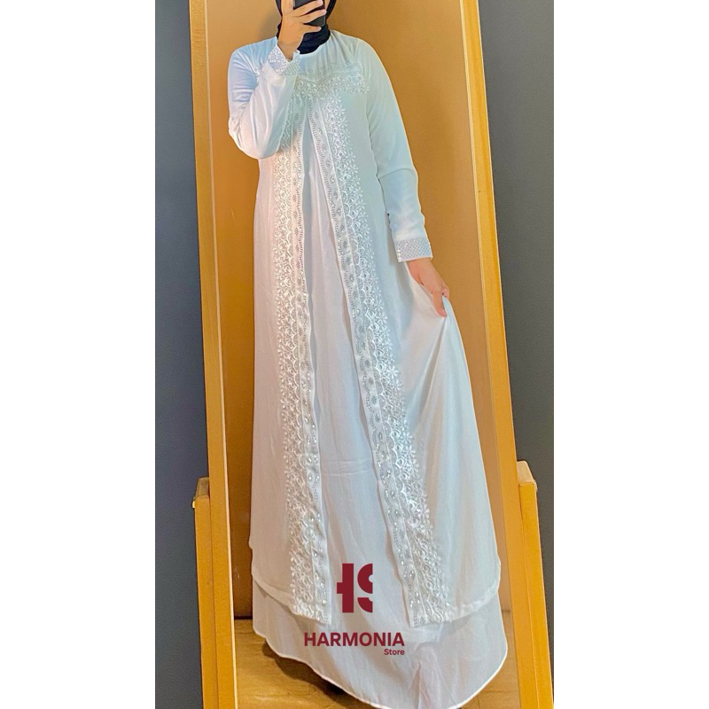HABIBA ABAYA GAMIS PUTIH - GAMIS PUTIH KEKINIAN - GAMIS BORDIR PUTIH