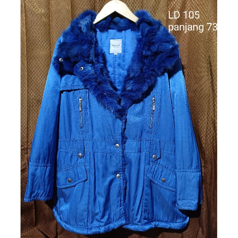 coat winter bulu rubah biru coat bulu biru long coat kerah bulu biru long coat wanita coa fur fox fu