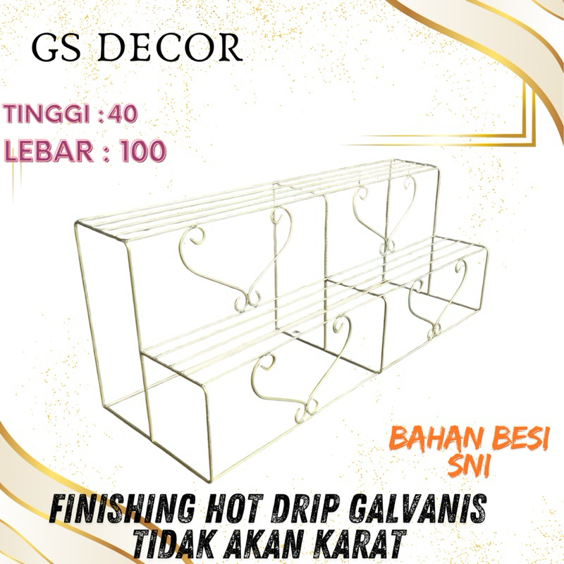 RAK POT BUNGA TINGAT PANJANG 1 METER / FINISHING GALVANIS /BUKAN CAT  TIDAK AKAN KARAT  BAHAN BESI S