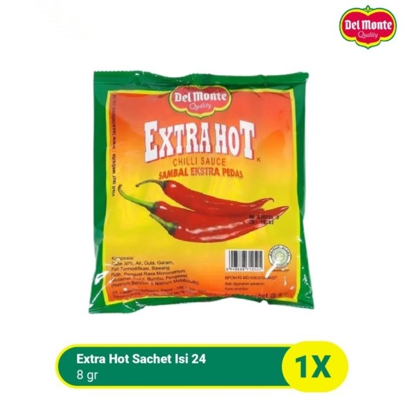 

DELMONTE Saus Sambal EXTRA HOT Sachet Isi 24 x 8 gram