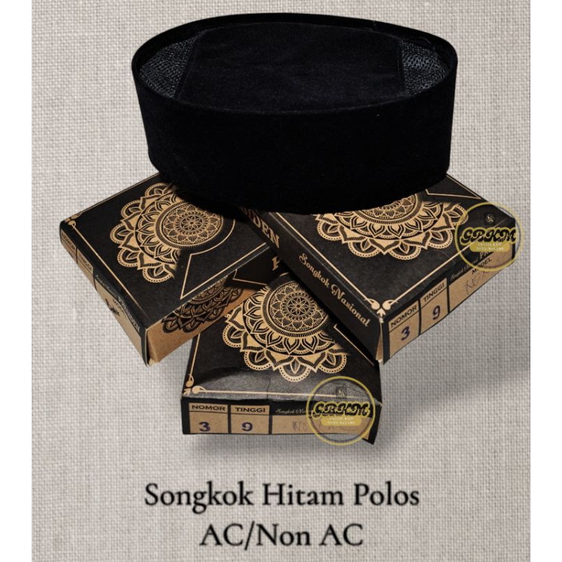 Songkok Hitam Polos AC / Non AC Songkok Murah Nasional / Peci Hitam Santri Anak Dewasa