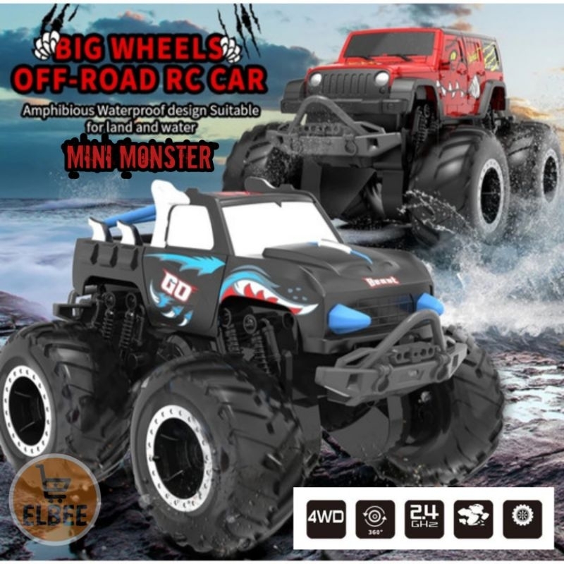 Mainan Anak Mobil Remot RC Offroad Amphibi Mini Monster 4WD