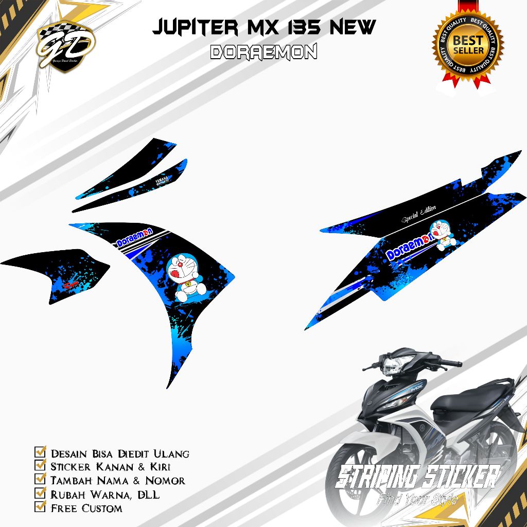 Striping Jupiter mx 135 Stiker Striping Jupiter MX new 135 Doraemon