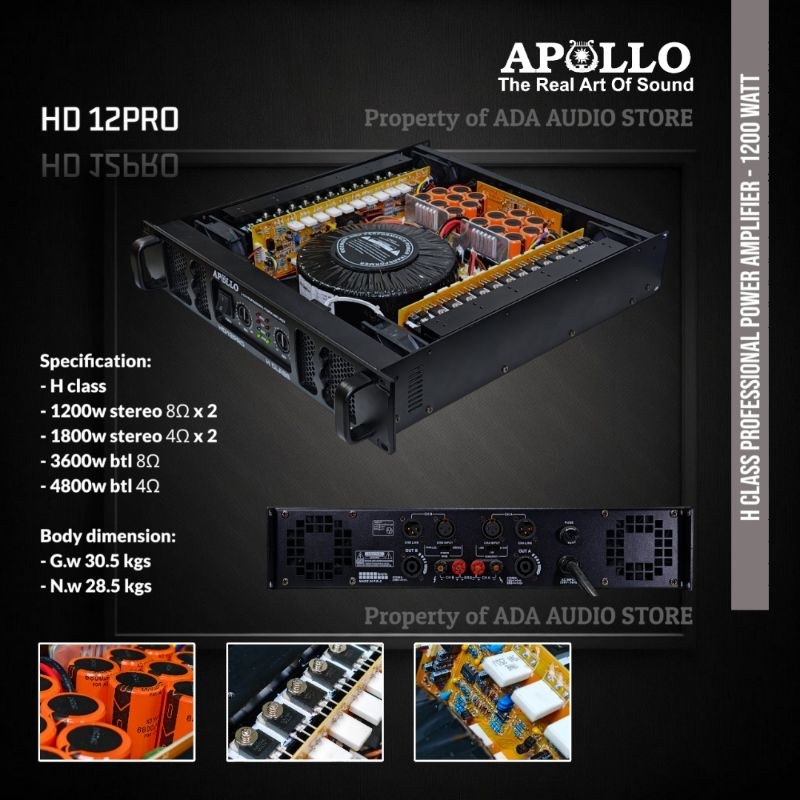 Power Amplifier / Apollo HD12PRO / Kelas H / 2 Channel / APL HD 12 PRO HD12 PRO HD 12PRO 2CH 2 Chanel - 1200W
