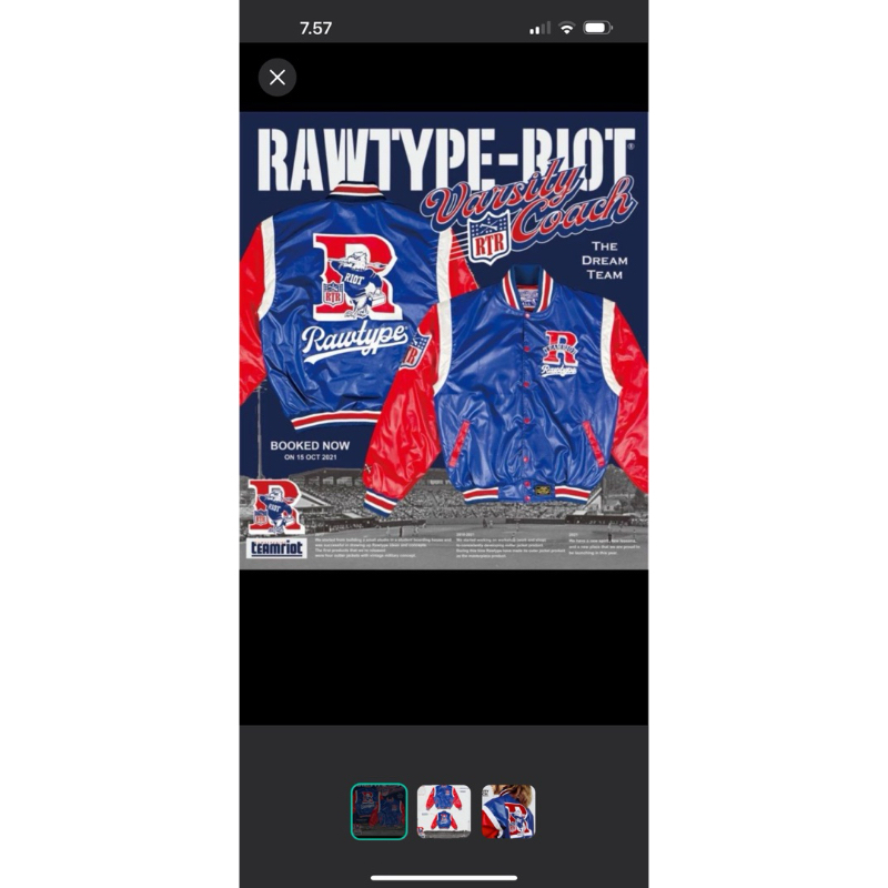 rawtype riot varsity skena original kondisi 100% size S