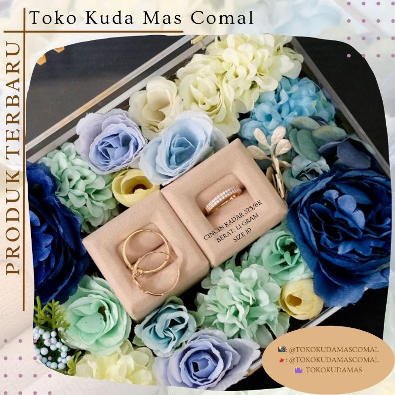 Cincin flat full permata berat 1,100 gram size 10