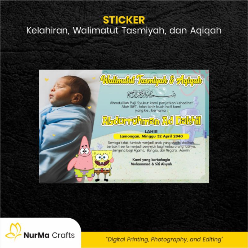 

Stiker Bayi (Walimatut Tasmiyah dan Aqiqah) - Kertas Sticker Bontak / Kertas Art Cartoon