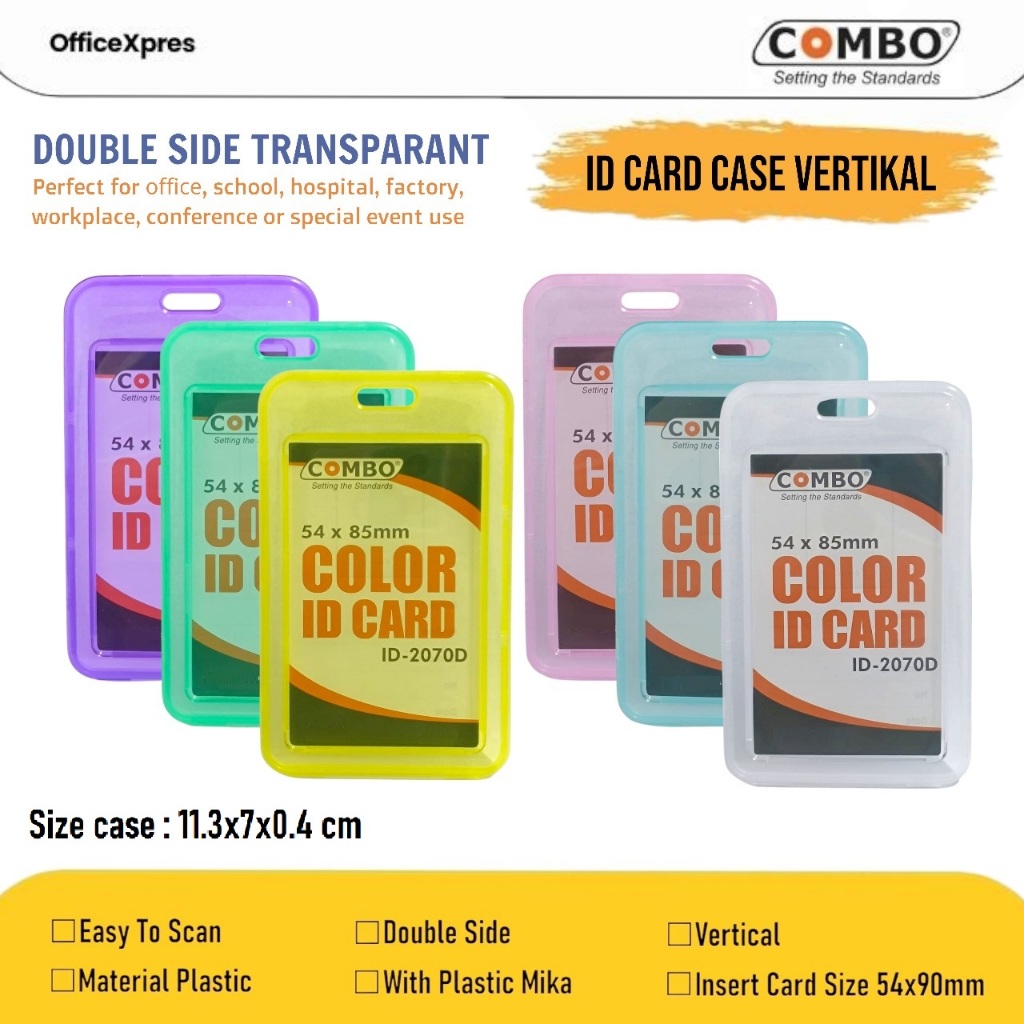 

ID Card Case Transparant / Tempat Kartu / Case ID Card Solid 2060D / ID Card Plate Bening / Name Tag / Casing ID 2 sisi 2070D Combo