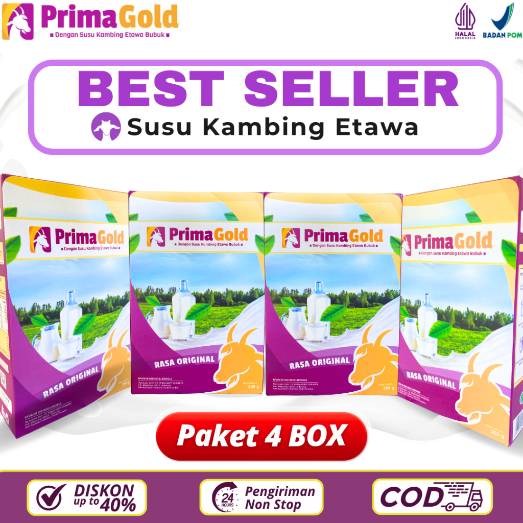 

BEST SELLER 4 BOX SUSU KAMBING ETAWA BUBUK PRIMAGOLD